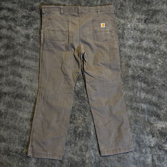 Carhartt Pants Work Men’s Relaxed Fit 42x32 Gray Utility Chino Durable - Picture 2 of 10